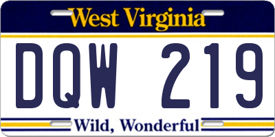 WV license plate DQW219