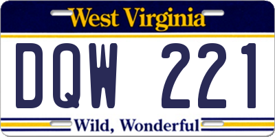 WV license plate DQW221