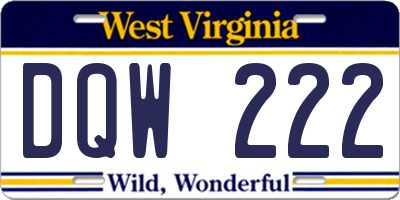 WV license plate DQW222