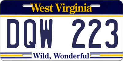 WV license plate DQW223