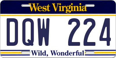 WV license plate DQW224
