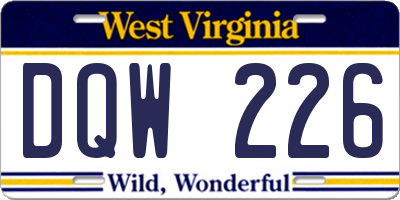 WV license plate DQW226