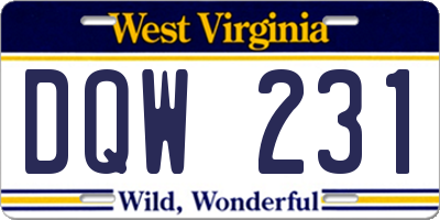 WV license plate DQW231