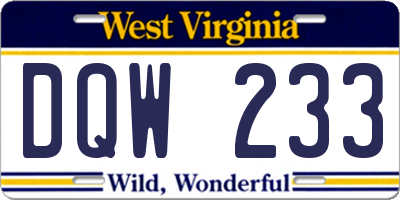 WV license plate DQW233