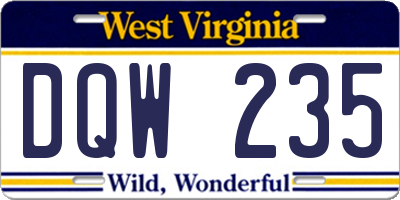 WV license plate DQW235