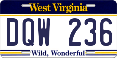 WV license plate DQW236