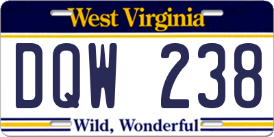 WV license plate DQW238