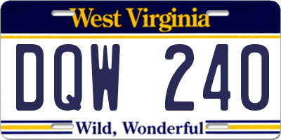 WV license plate DQW240