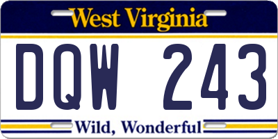 WV license plate DQW243