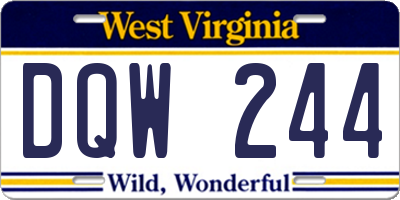 WV license plate DQW244