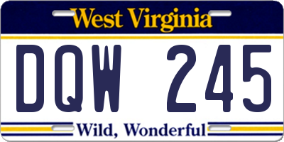 WV license plate DQW245