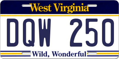 WV license plate DQW250
