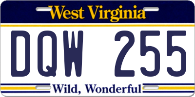 WV license plate DQW255