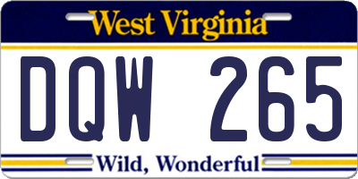 WV license plate DQW265