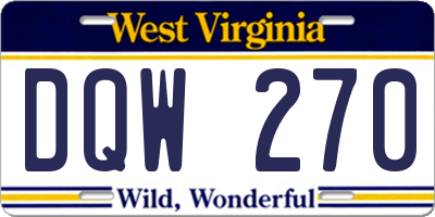 WV license plate DQW270