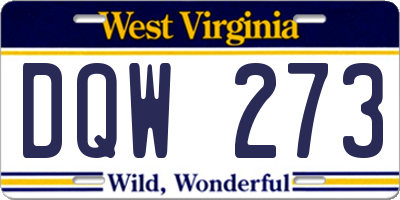 WV license plate DQW273