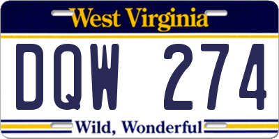 WV license plate DQW274