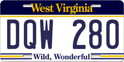 WV license plate DQW280