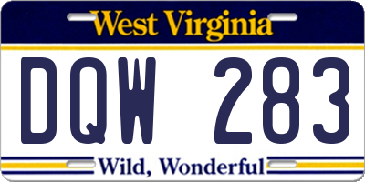 WV license plate DQW283