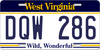 WV license plate DQW286