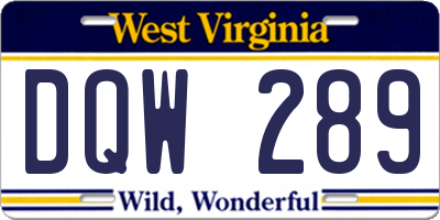 WV license plate DQW289