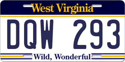 WV license plate DQW293