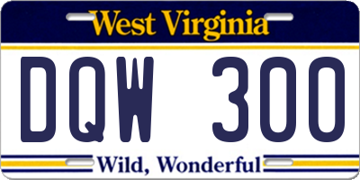 WV license plate DQW300