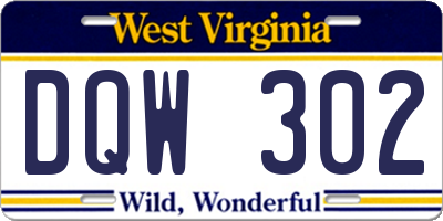 WV license plate DQW302