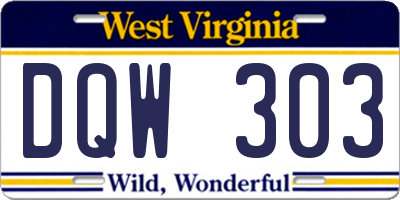 WV license plate DQW303