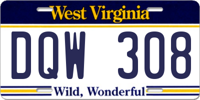 WV license plate DQW308