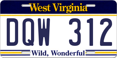 WV license plate DQW312