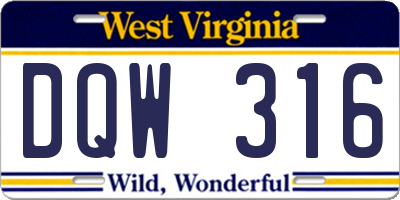 WV license plate DQW316
