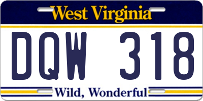 WV license plate DQW318