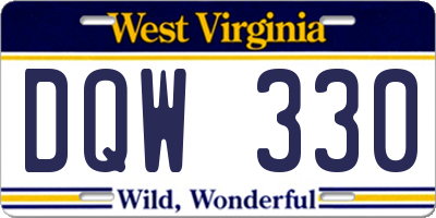 WV license plate DQW330