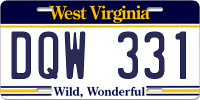 WV license plate DQW331