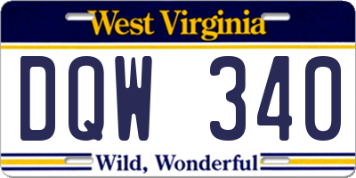 WV license plate DQW340