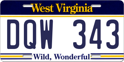 WV license plate DQW343