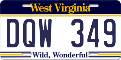 WV license plate DQW349