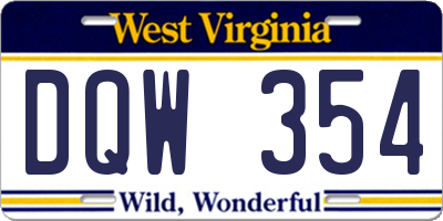 WV license plate DQW354