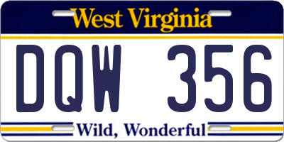 WV license plate DQW356