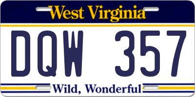 WV license plate DQW357
