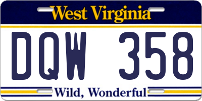 WV license plate DQW358