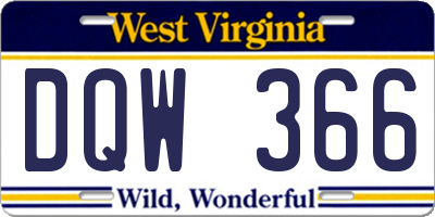 WV license plate DQW366