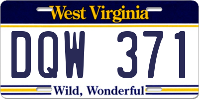 WV license plate DQW371