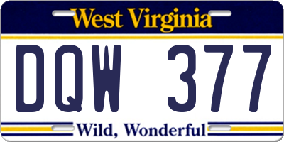WV license plate DQW377