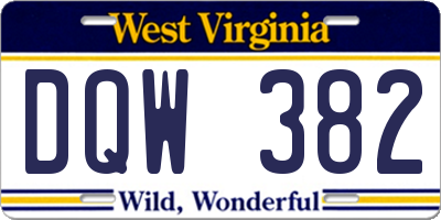 WV license plate DQW382