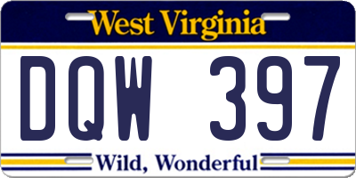 WV license plate DQW397