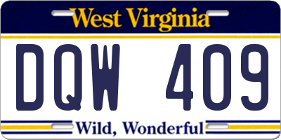 WV license plate DQW409