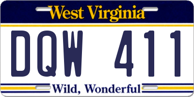 WV license plate DQW411