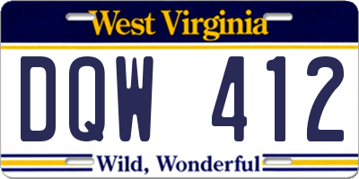 WV license plate DQW412